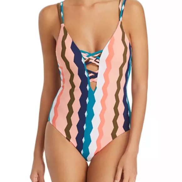 Red Carter Other - Red Carter Multicolor Zigzag One Piece Swimsuit